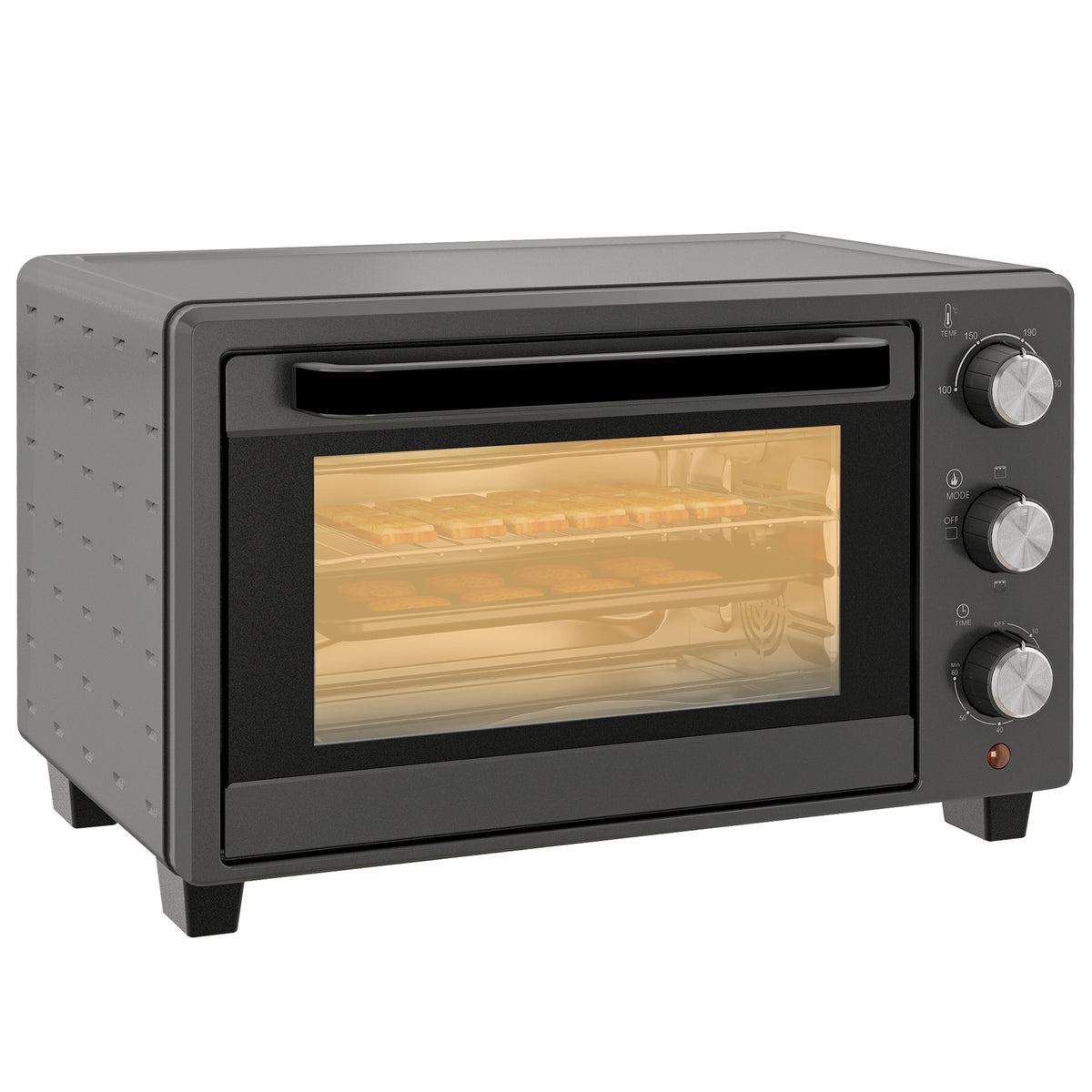 Mini Oven 21L Electric Grill w/ Adjustable Temp Timer 1400W, Grey