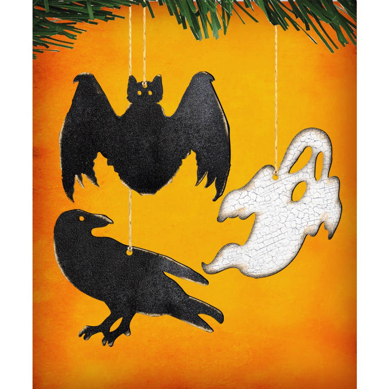 Rustic Halloween Wooden Ornaments Set of 3 - Thanksgiving Halloween Decor - 8100185S3-0
