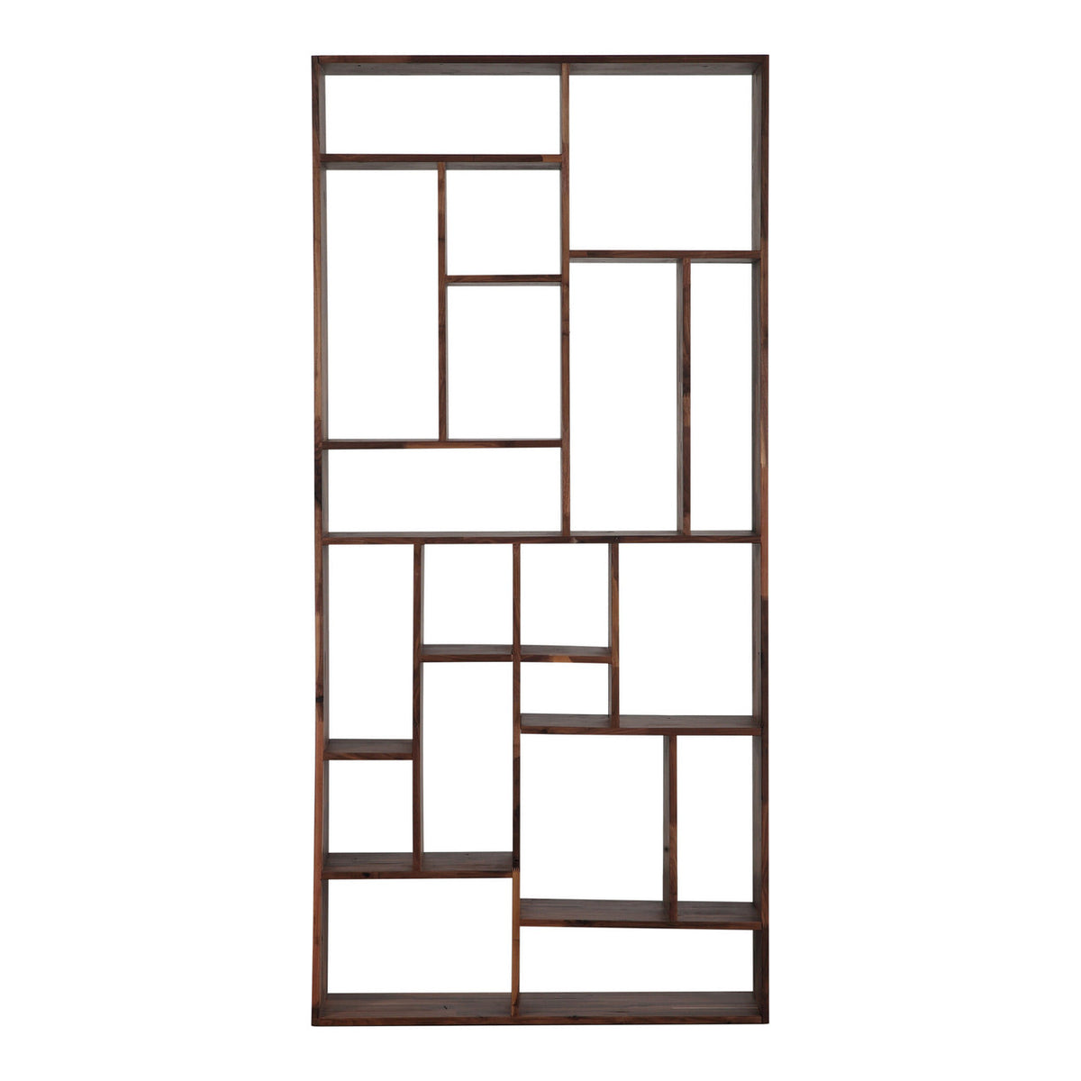 86" Natural and Brown Wood Ten Tier Bookcase-0