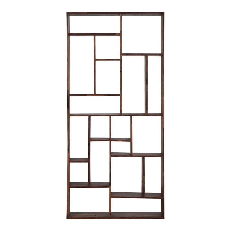 86" Natural and Brown Wood Ten Tier Bookcase-0