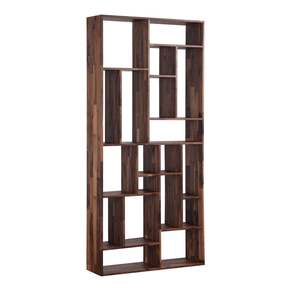 86" Natural and Brown Wood Ten Tier Bookcase-1