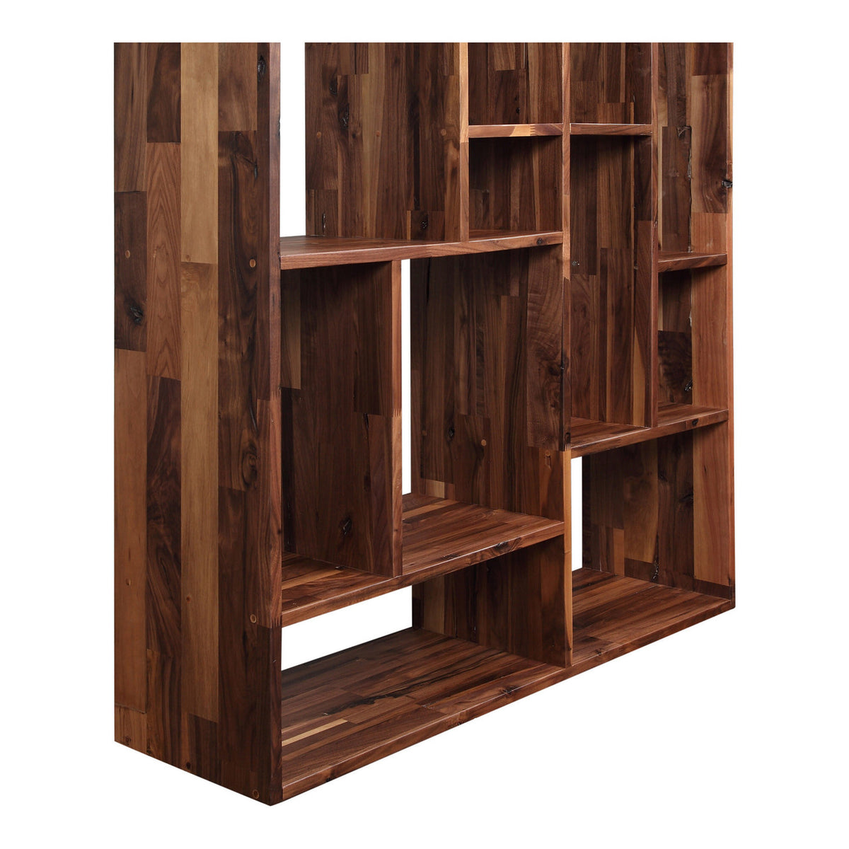 86" Natural and Brown Wood Ten Tier Bookcase-2