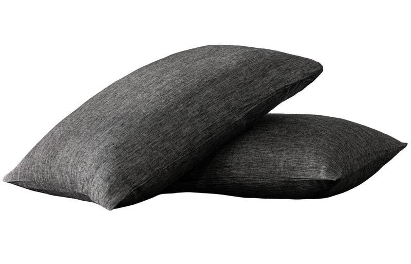 Set of Two Onyx Linen Pillowcases-0