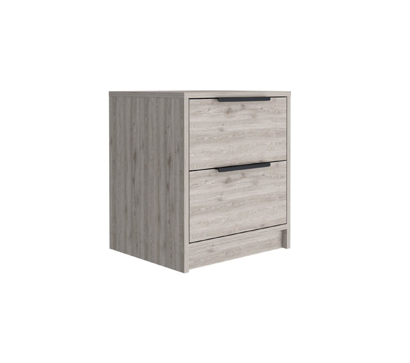 19" Light Gray Two Drawer Faux Wood Nightstand