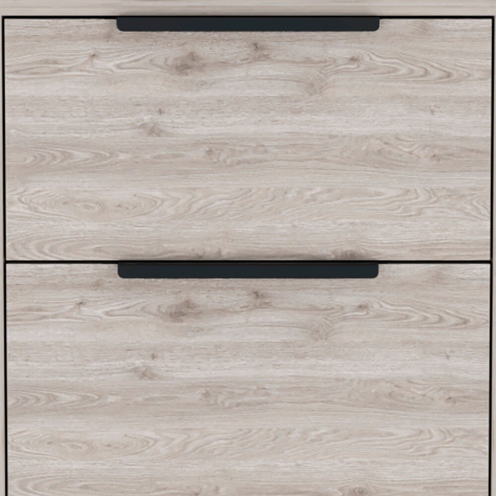 19" Light Gray Two Drawer Faux Wood Nightstand