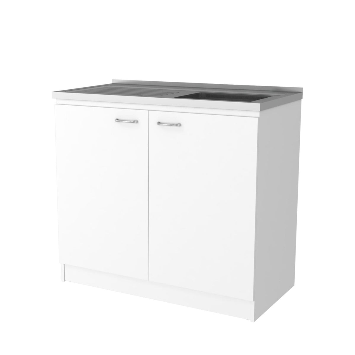 39" White Stainless Steel Accent Cabinet With Two Shelves-4
