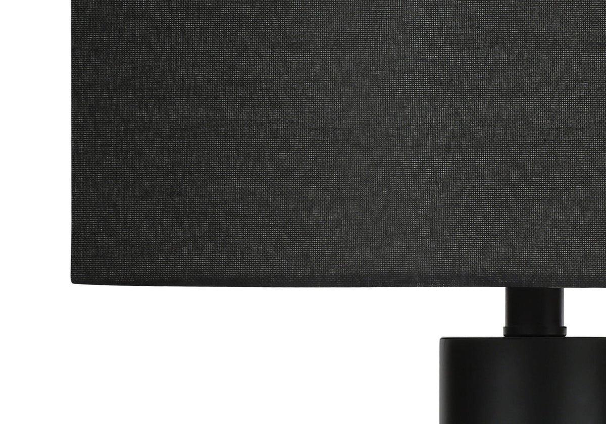 28" Black Metal and Acrylic Cylinder Table Lamp With Black Drum Shade-2