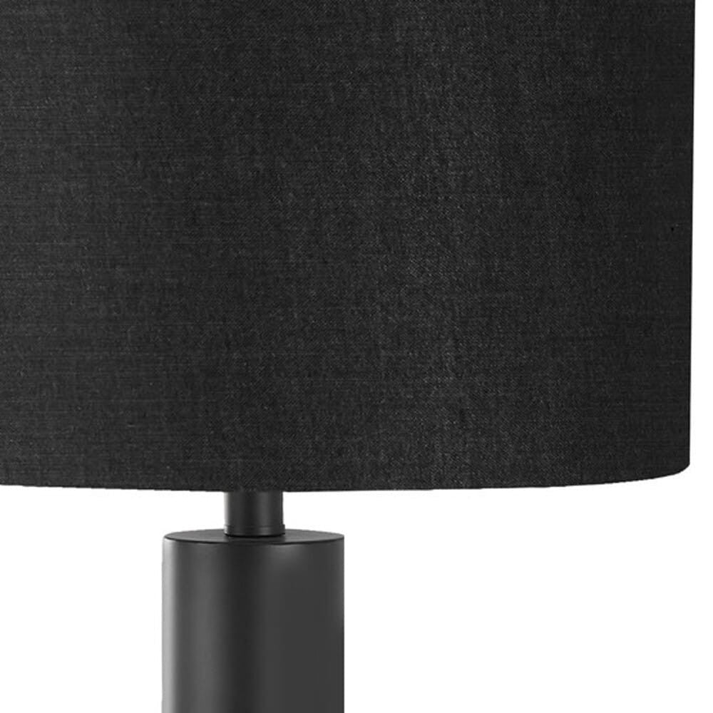 28" Black Metal and Acrylic Cylinder Table Lamp With Black Drum Shade-1