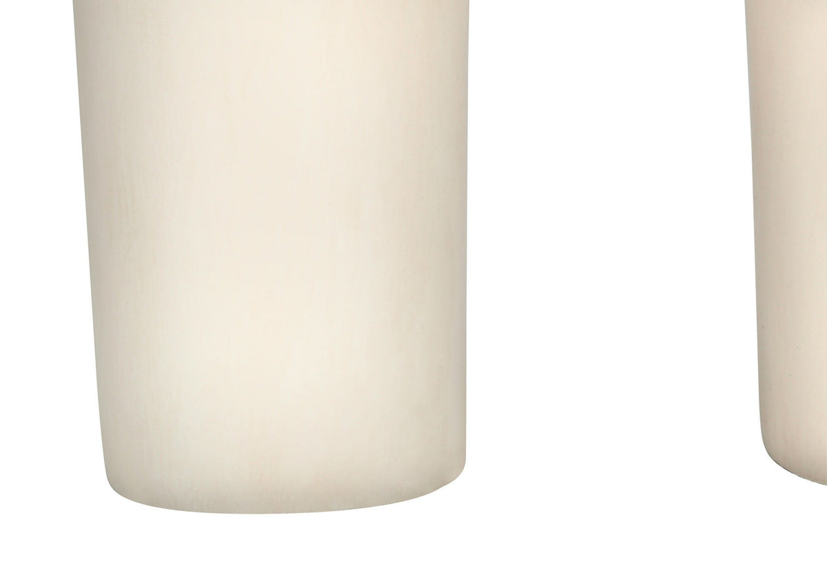 25" Cream Geometric Table Lamp With Beige Empire Shade-2