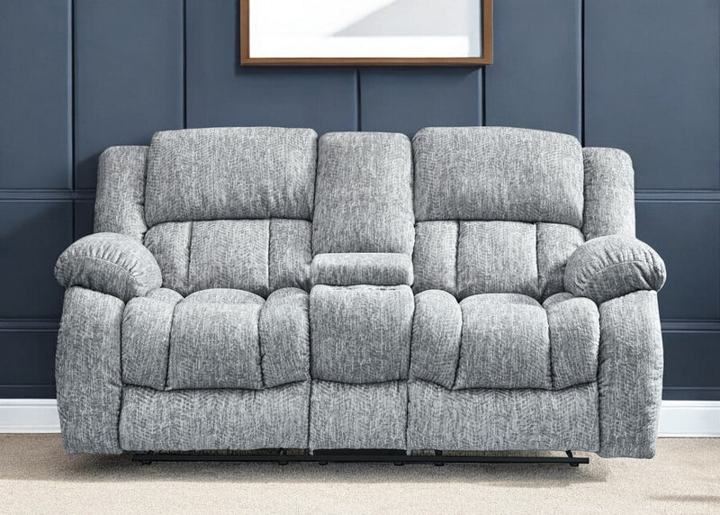 77" Light Gray Manual Reclining Loveseat With Storage-0