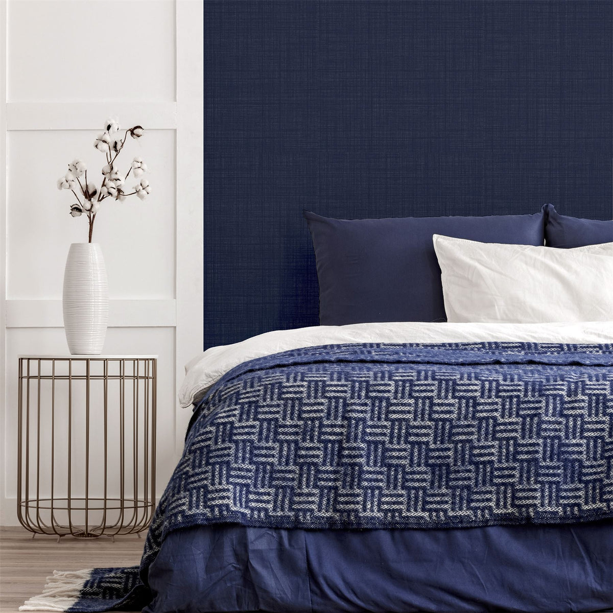 Weave Texture Navy Wallpaper image 2