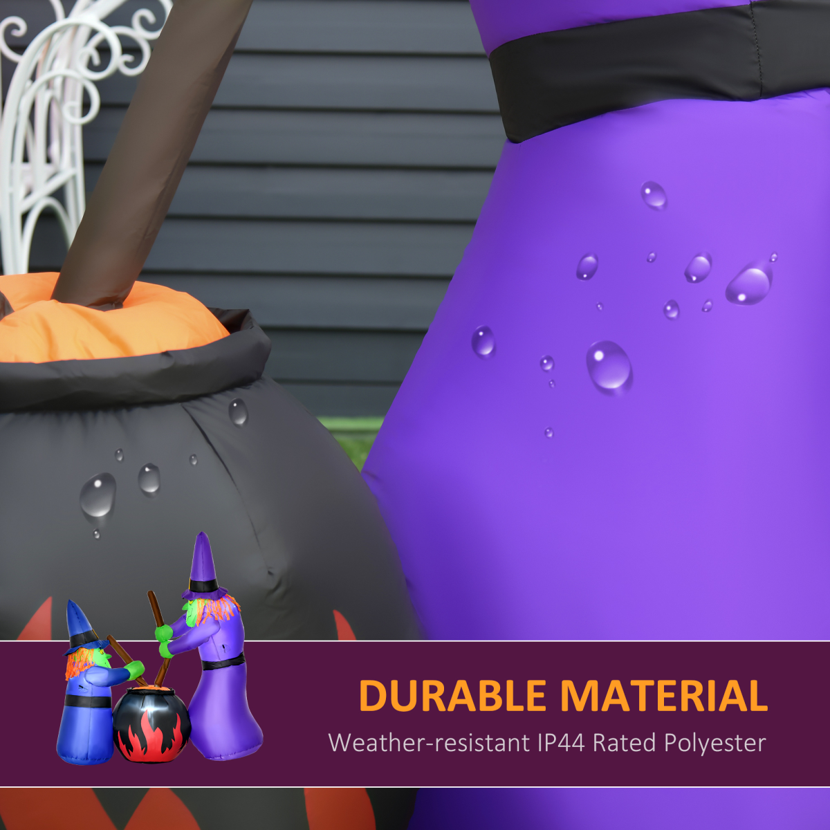 1.8m Inflatable Halloween Lawn Deco with LED Witches Around A Black