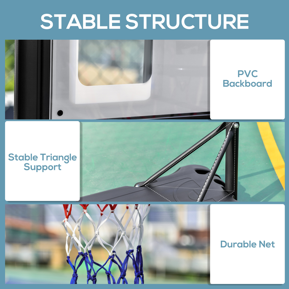 1.55-2.1m Basketball Hoop and Stand with Fillable Base, Wheels, Black
