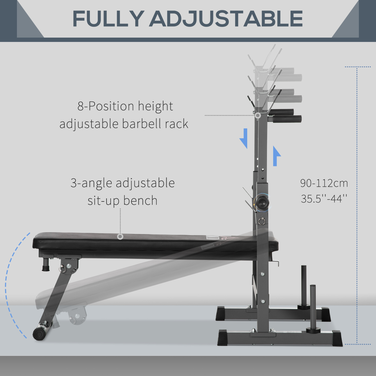 Adjustable Weight Bench Foldable with Barbell Rack and Dip Station