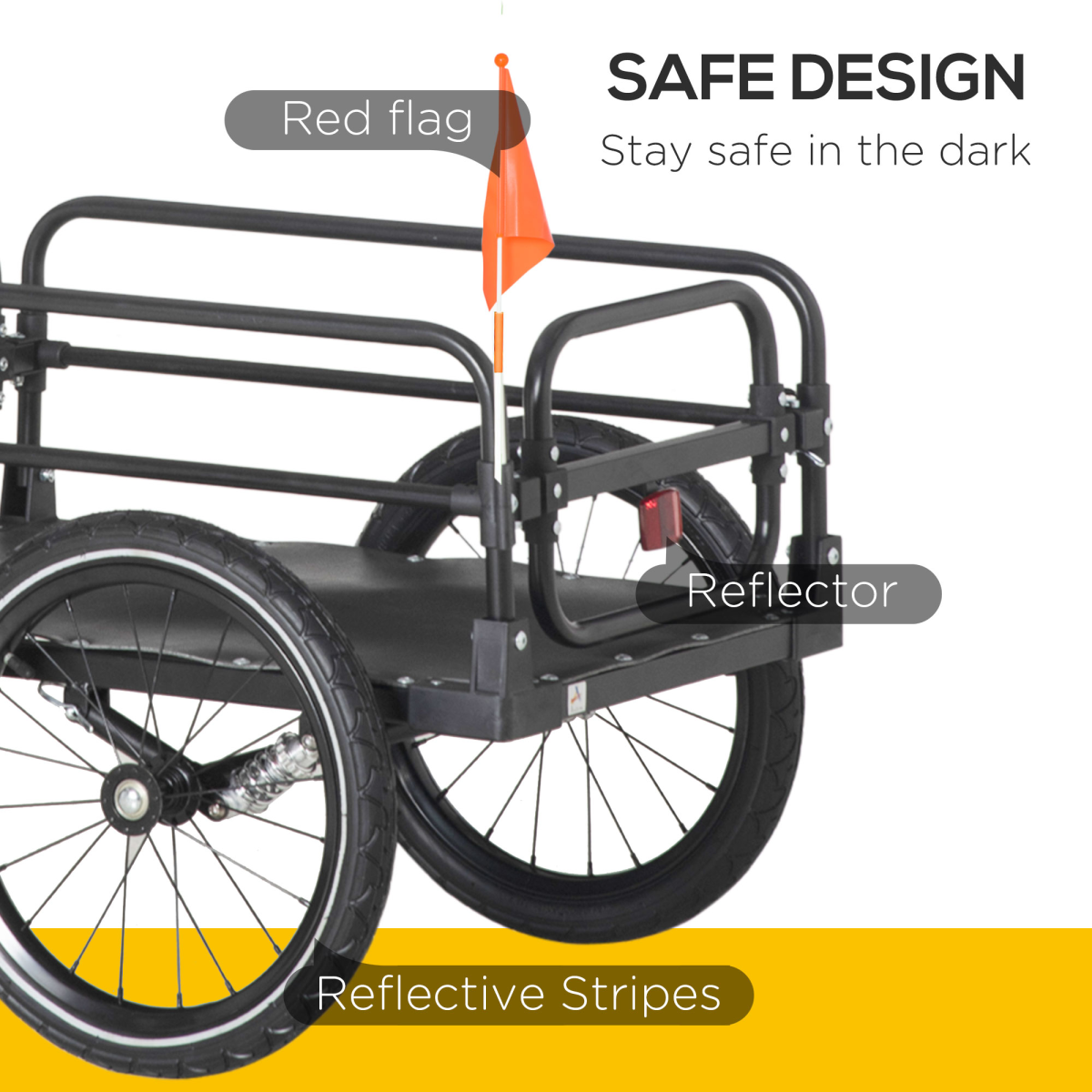 Bike Trailer Wagon Bicycle Cargo Trailer with Suspension, 2 Wheels, Black