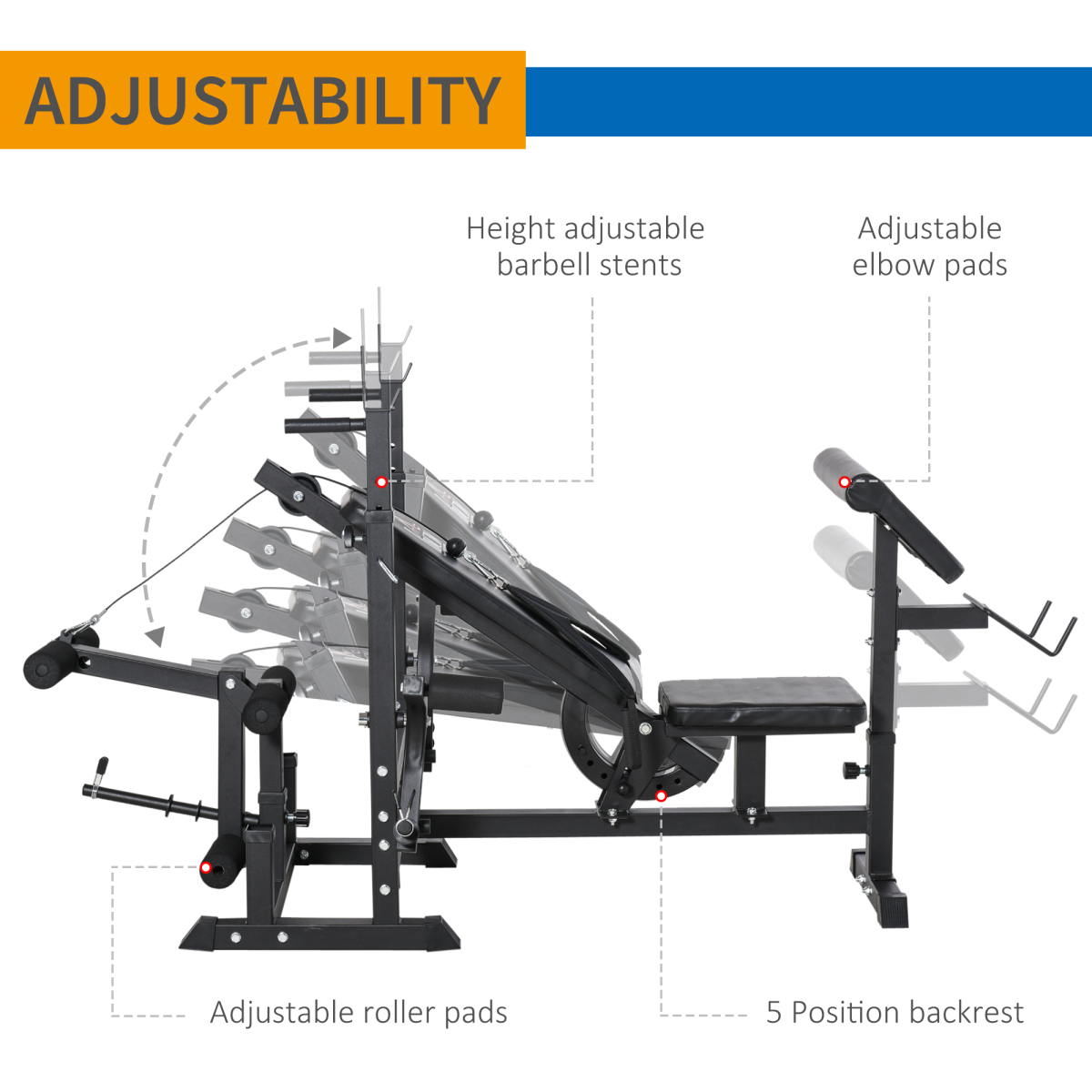Multi-Exercise Full-Body Weight Bench with Bench Press and Leg Extension