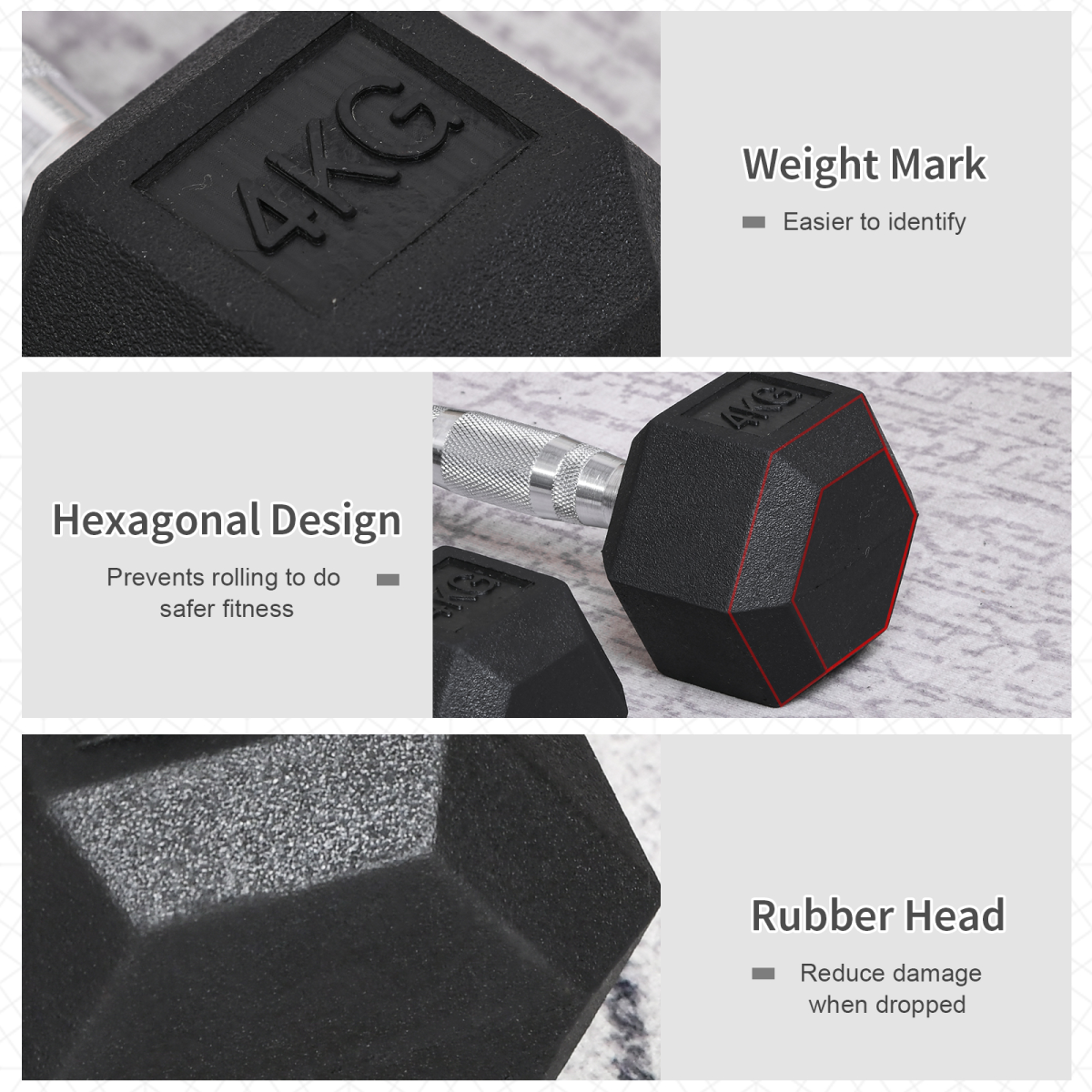 Hexagonal Dumbbells Kit Weight Lifting Exercise for Home Fitness 2x4kg