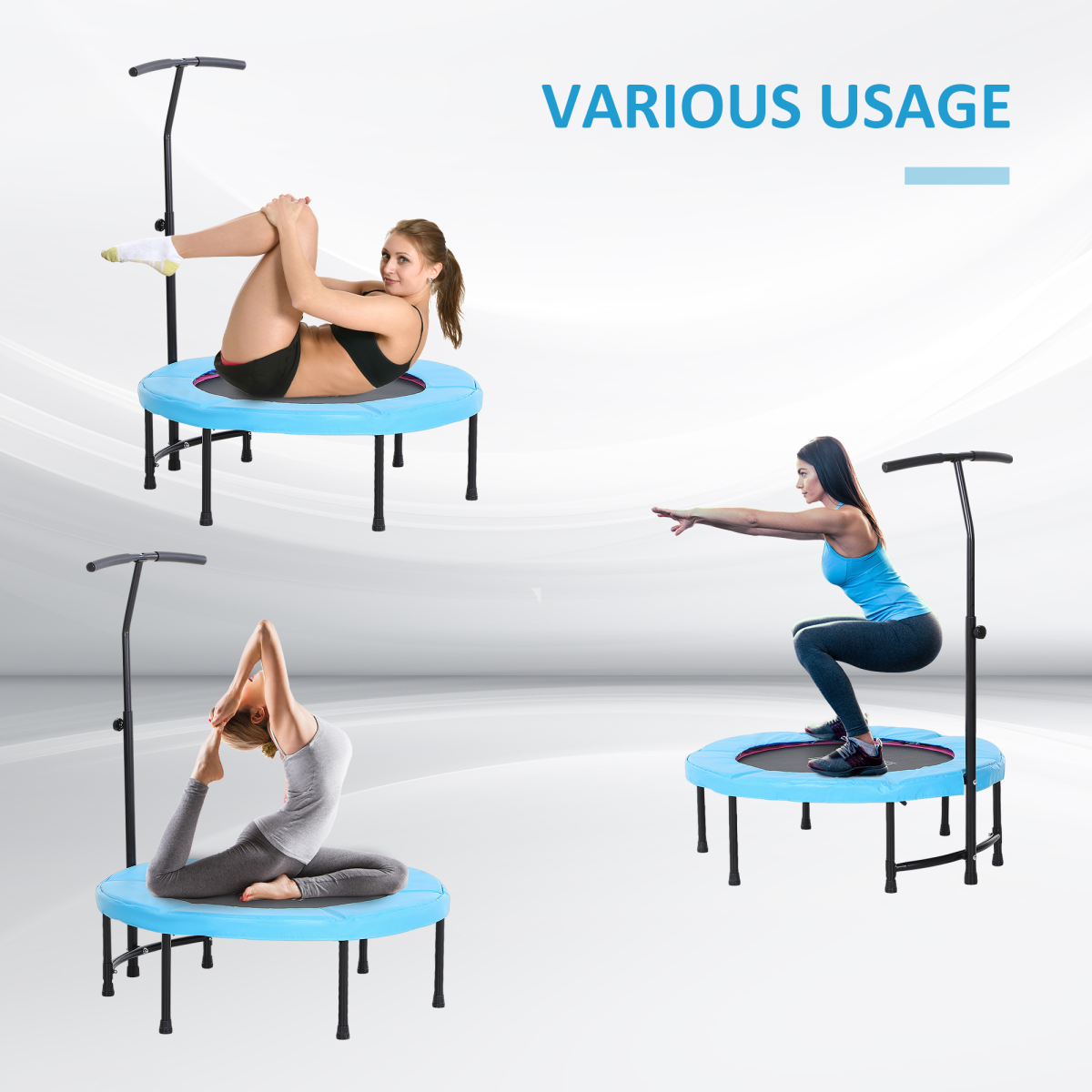 40'' Kids Mini Trampoline, Adult Rebounder Jumper with Handle Fitness