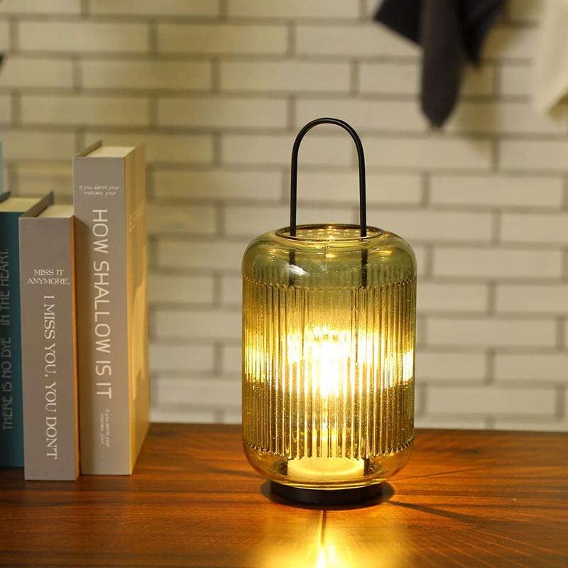 11.5''H Battery Powered Table Lamp (Amber-Green)-1