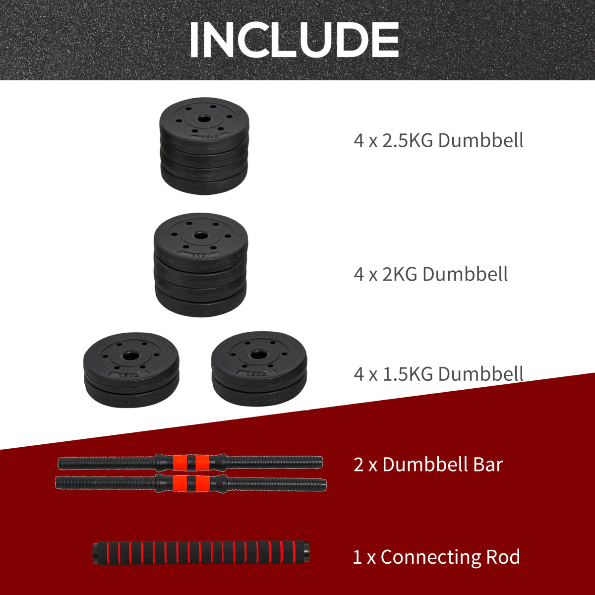 25kg Adjustable 2 IN 1 Barbell Dumbbells Weight Set for Body Fitness