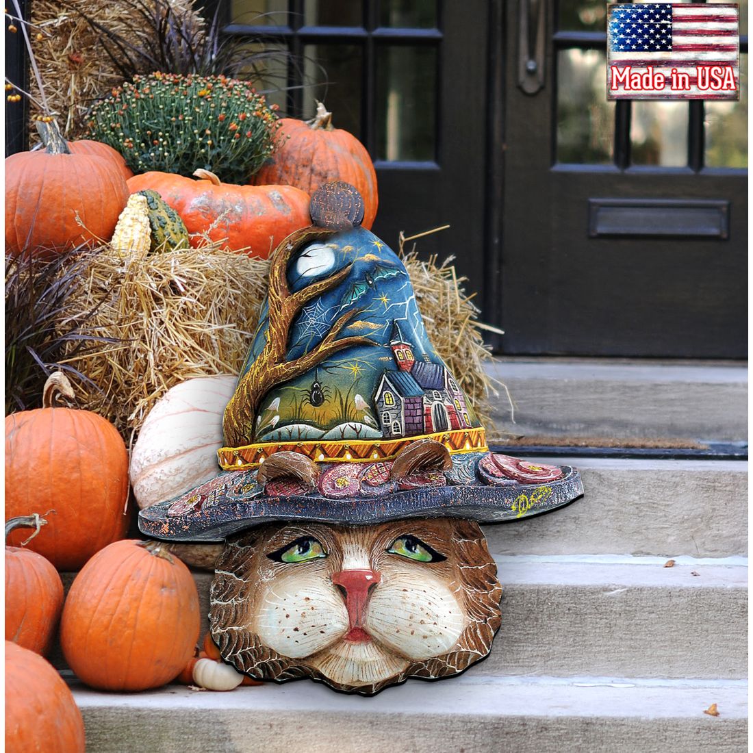 Halloween Eve Cat Halloween Door Decor by G. DeBrekht - Thanksgiving Halloween Decor - 8161039H-1