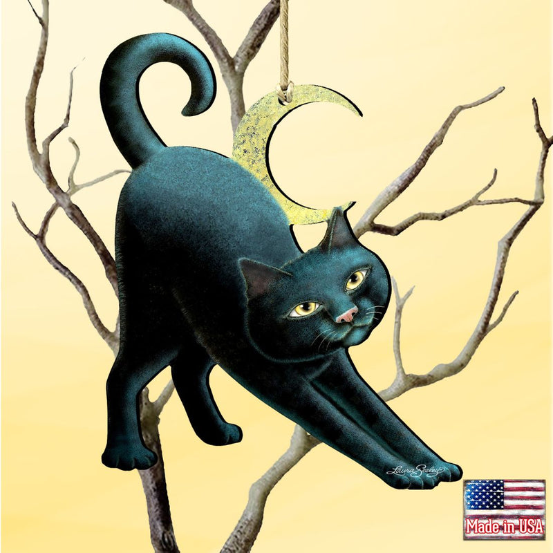 Spooky Halloween Cat Wooden Ornaments by Laura Seeley - Thanksgiving Halloween Decor - 8512054-LS-0