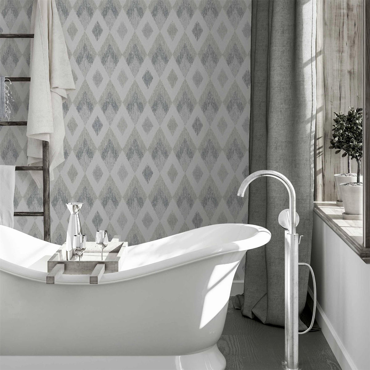 Scandi Diamond Silver Wallpaper image 3
