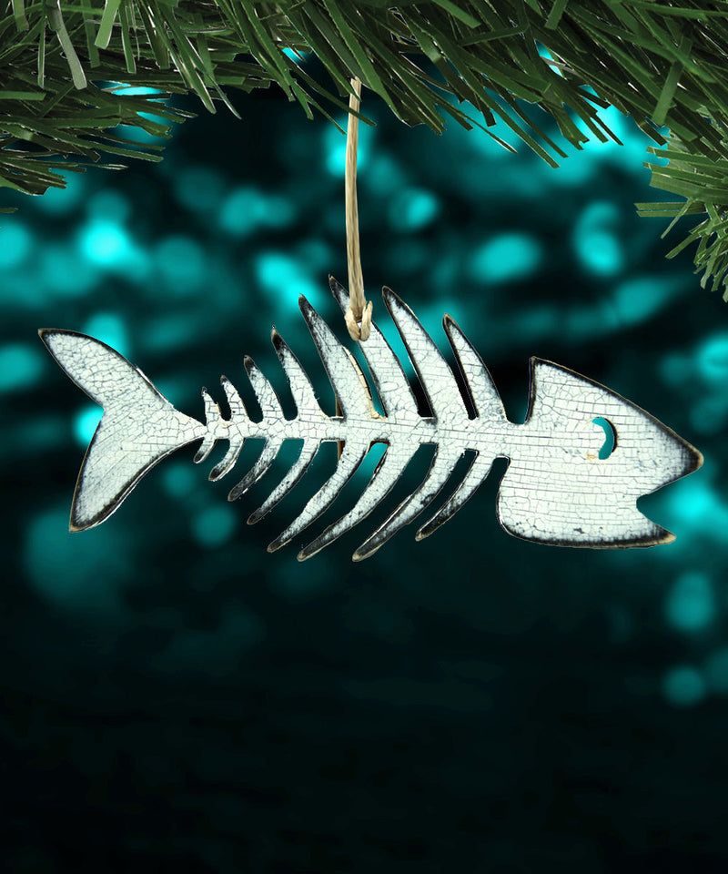 Halloween Fish Skeleton Wooden Ornaments - Thanksgiving Halloween Decor - 8199528-0
