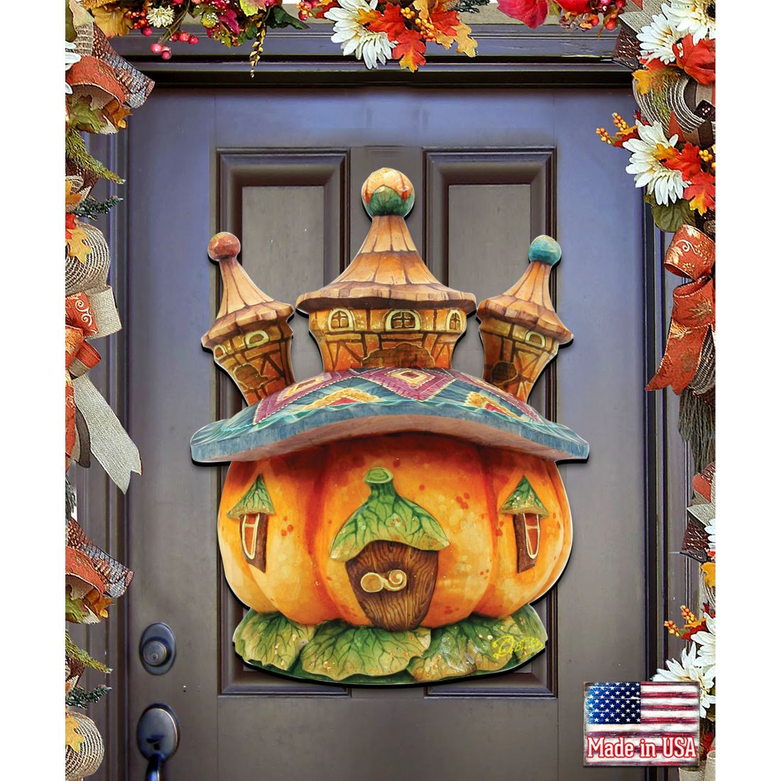 Pumpkin Castle Halloween Door Decor by G. DeBrekht - Thanksgiving Halloween Decor - 8158413H-0