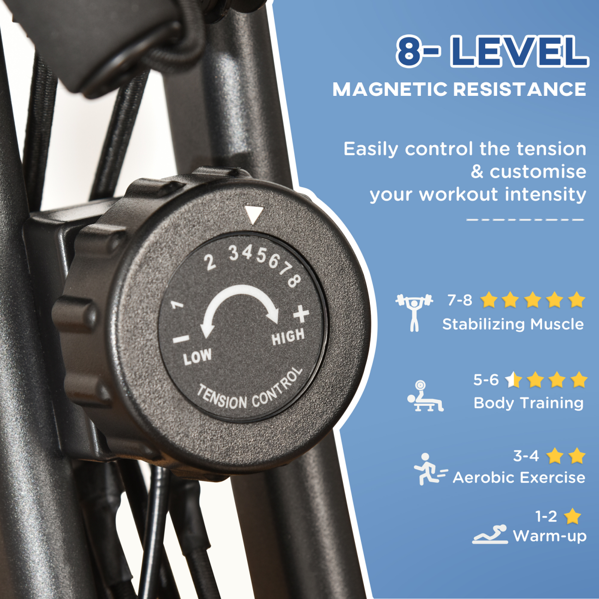 2-In-1 Upright Exercise Bike 8-Level Adjustable with Pulse Sensor Black