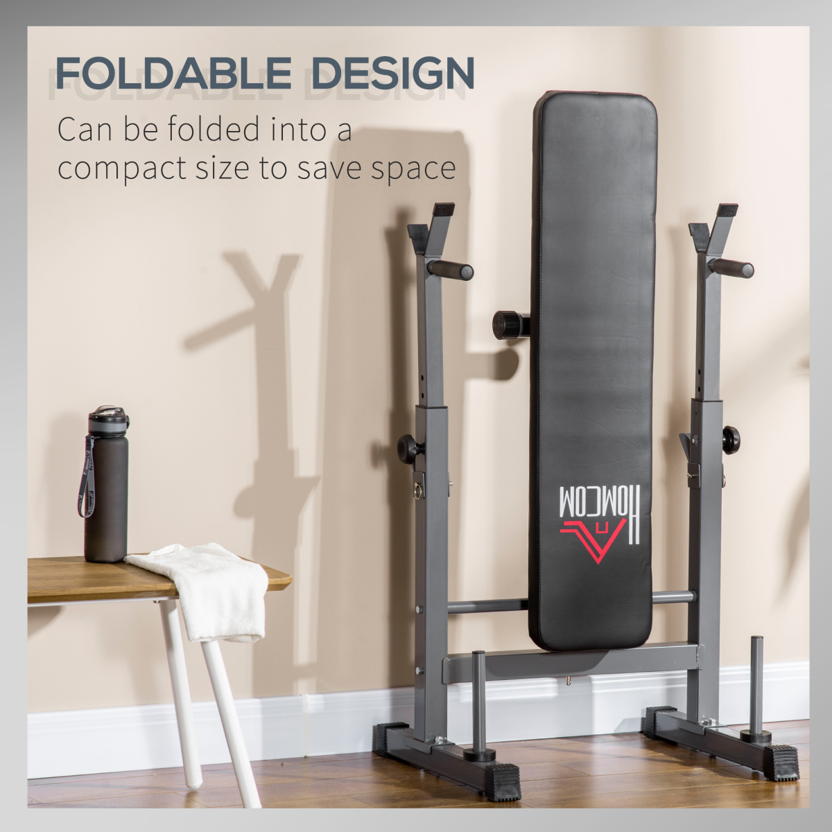 Adjustable Weight Bench Foldable with Barbell Rack and Dip Station