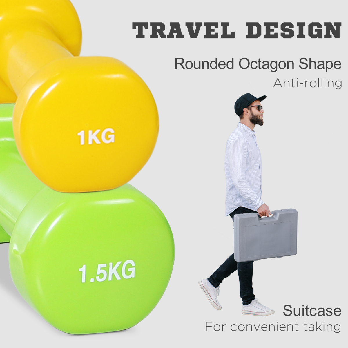 10kg Colourful Dumbbell Weights Set Home Exercising Toning with Case Gym