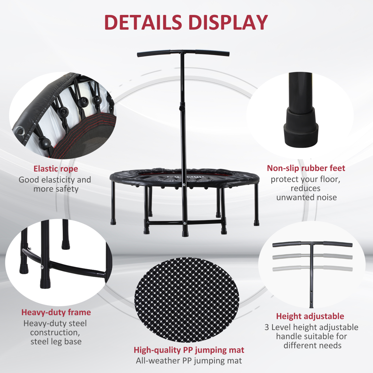 40'' Kids Mini Trampoline, Adult Rebounder Jumper with Handle Fitness