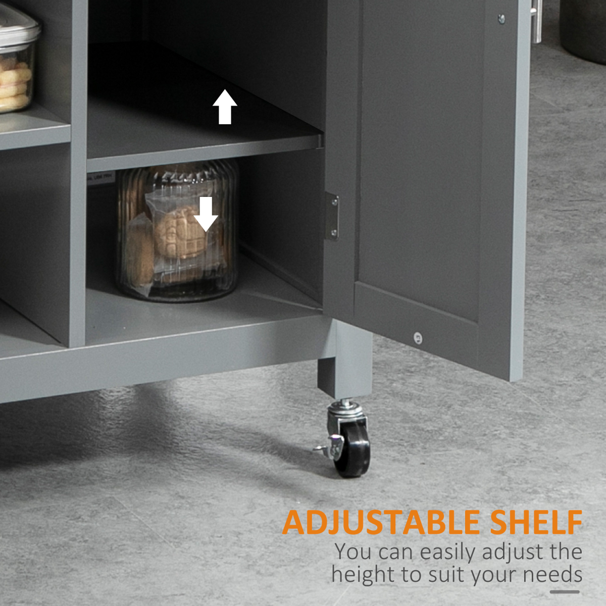 Kitchen Trolley Utility Cart on Wheels with Open Shelf and Storage Drawer