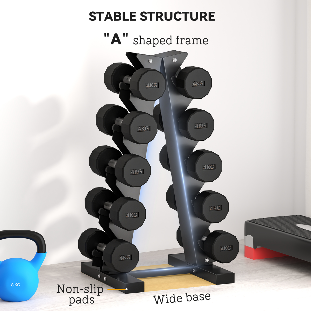 Five-Tier Weight Tree, Steel Dumbbell Rack for Home Gym Exercise