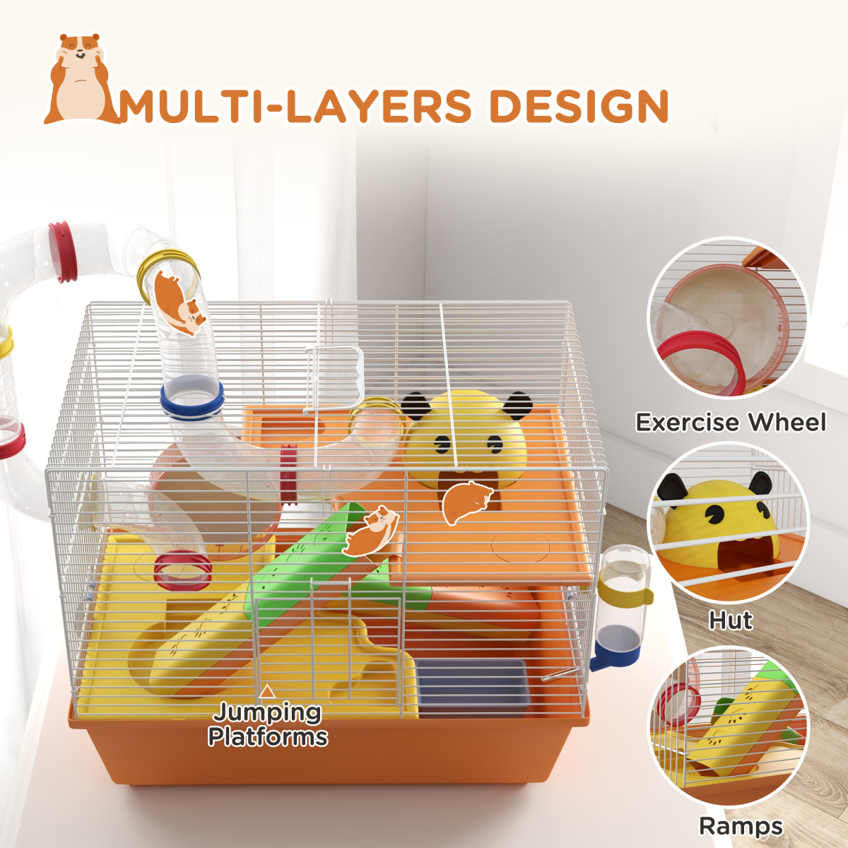Hamster and Small Pet Cage, White, Steel