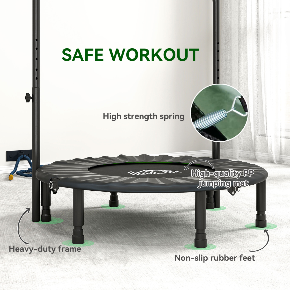 40" Foldable Mini Fitness Trampoline with Foam Handle
