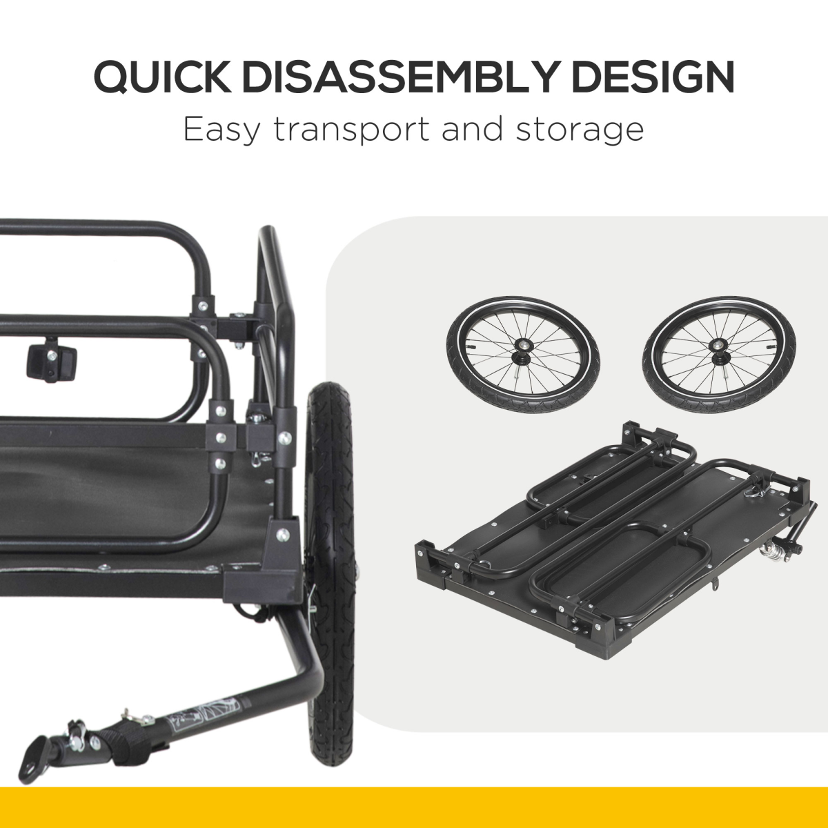 Bike Trailer Wagon Bicycle Cargo Trailer with Suspension, 2 Wheels, Black