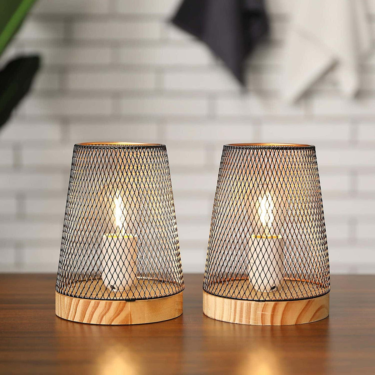 7.5''High Battery Powered Metal Mesh Table Lamp（Set of 2）