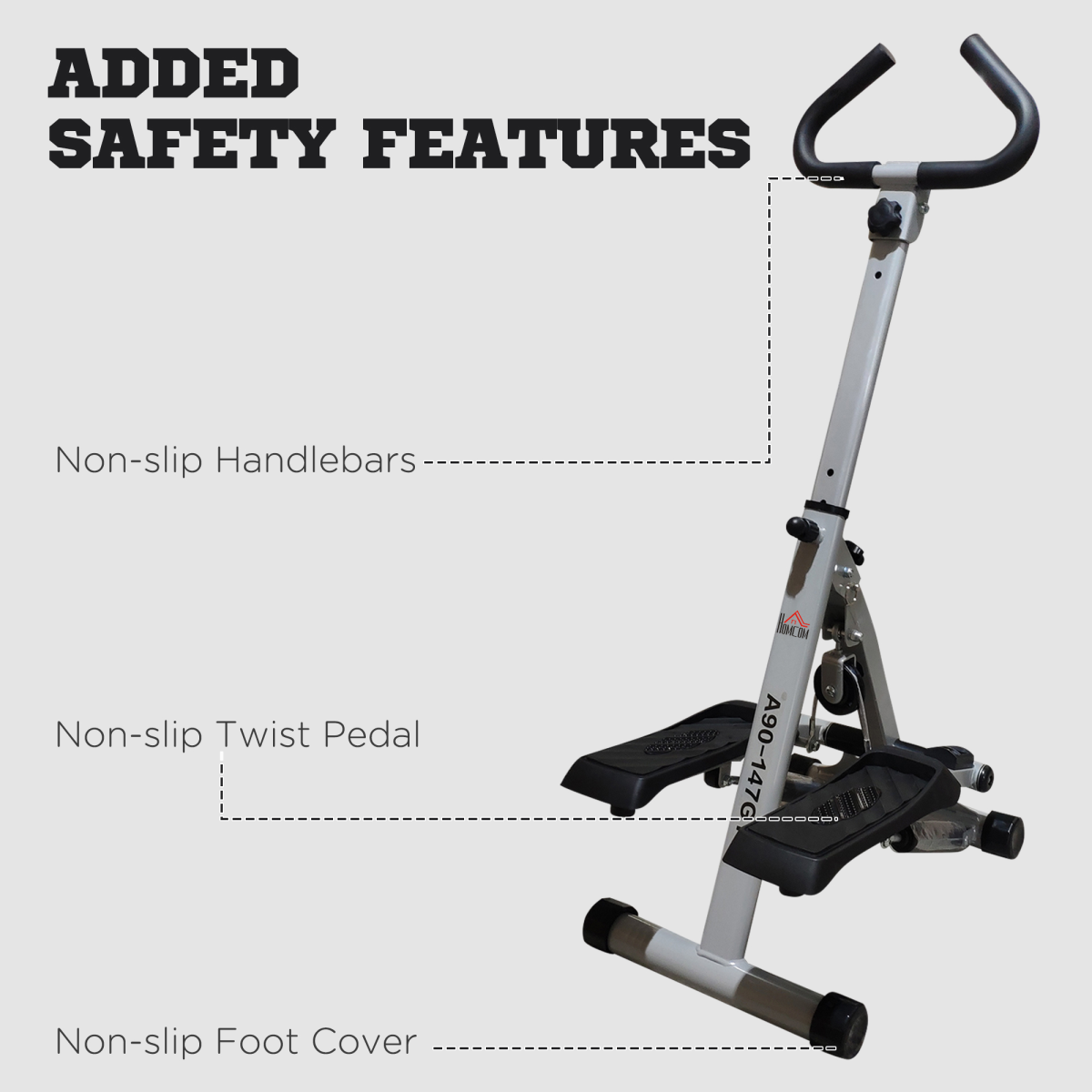 Foldable Stepper Adjustable Step Machine with Handlebar LCD Display, Grey