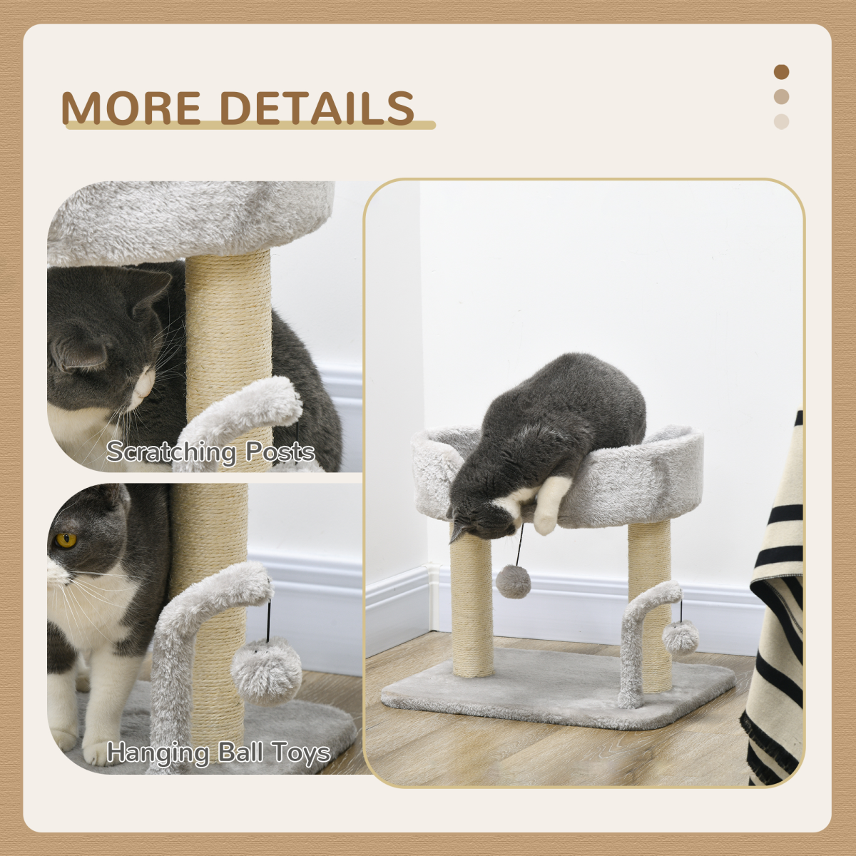 Cat Tree 48 x 38 x 42cm, Light Grey