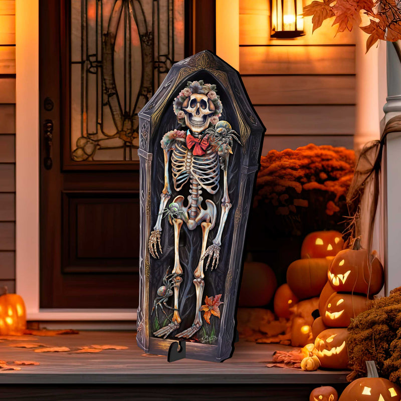 Halloween Skeleton Coffin Freestanding Decor - Halloween Garden Decor by G. Debrekht - Halloween Decor- 8652797F-0