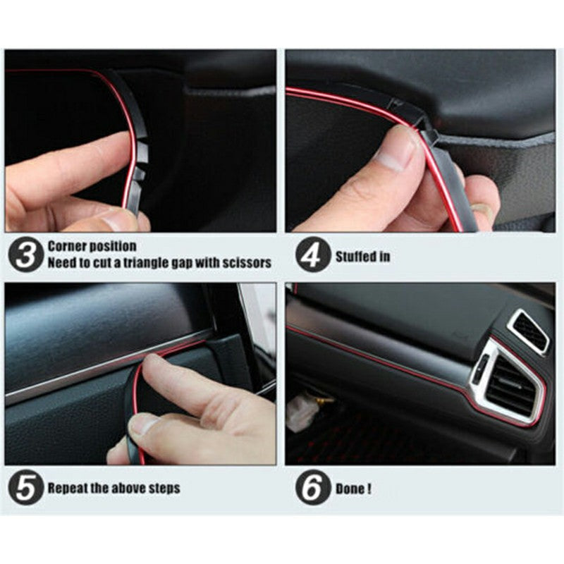 Car Edge Gap Trim Red 5m, Universal Interior Moulding Garnish Strip image 5
