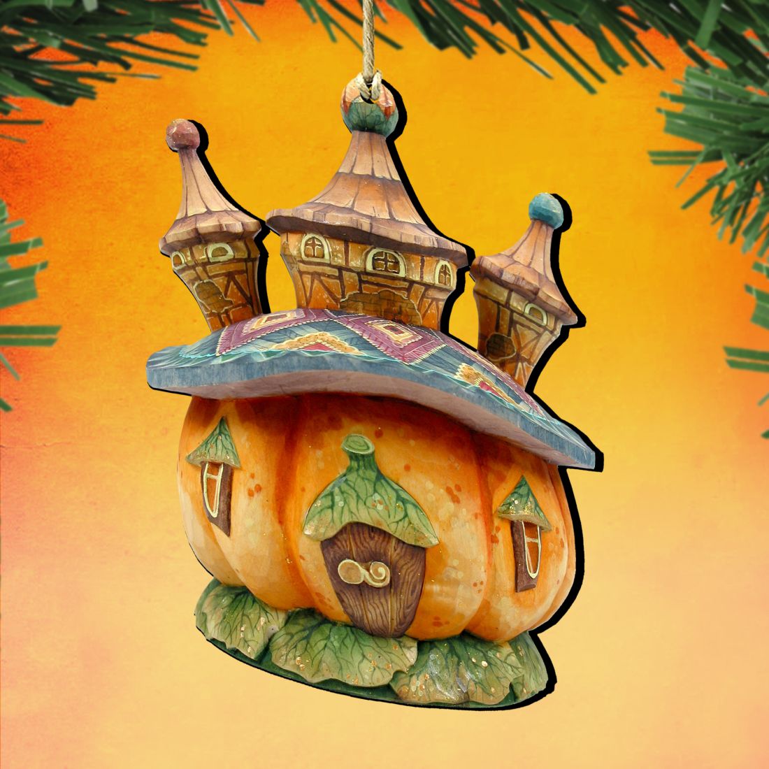Halloween Pumpkin Dome Wooden Ornaments by G. DeBrekht - Thanksgiving Halloween Decor - 8158413-1