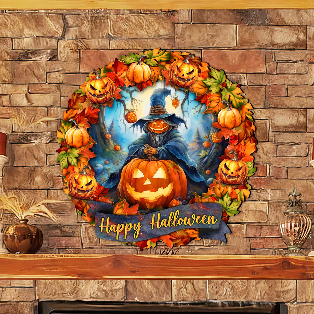 Happy Halloween 36-Inch Wreath Outdoor Decor by G. Debrekht - Halloween Decor - 8652821F-1