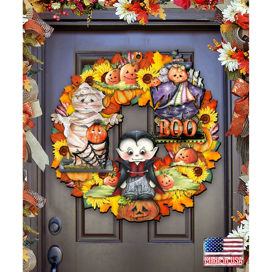 Halloween Holiday Door Wreath by G. DeBrekht - Thanksgiving Halloween Decor - 8185316H-0