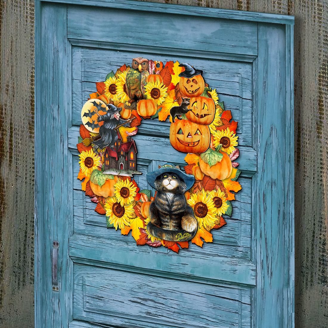 Halloween Holiday Door Wreath by G. DeBrekht - Thanksgiving Halloween Decor - 8185317H-3