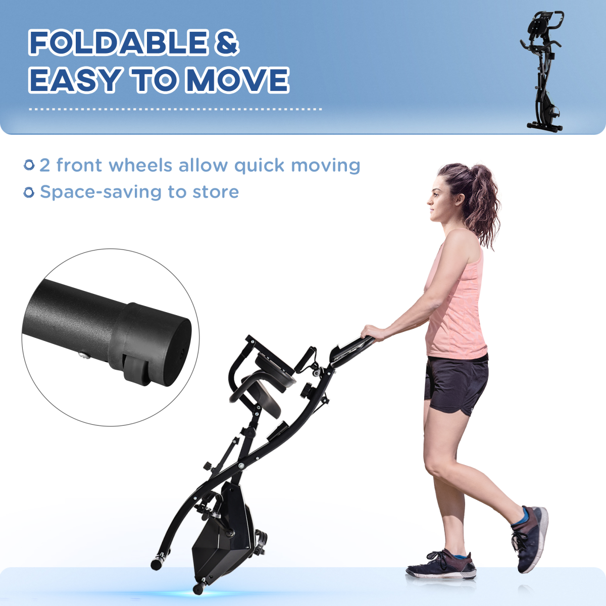 2-In-1 Upright Exercise Bike 8-Level Adjustable with Pulse Sensor Black