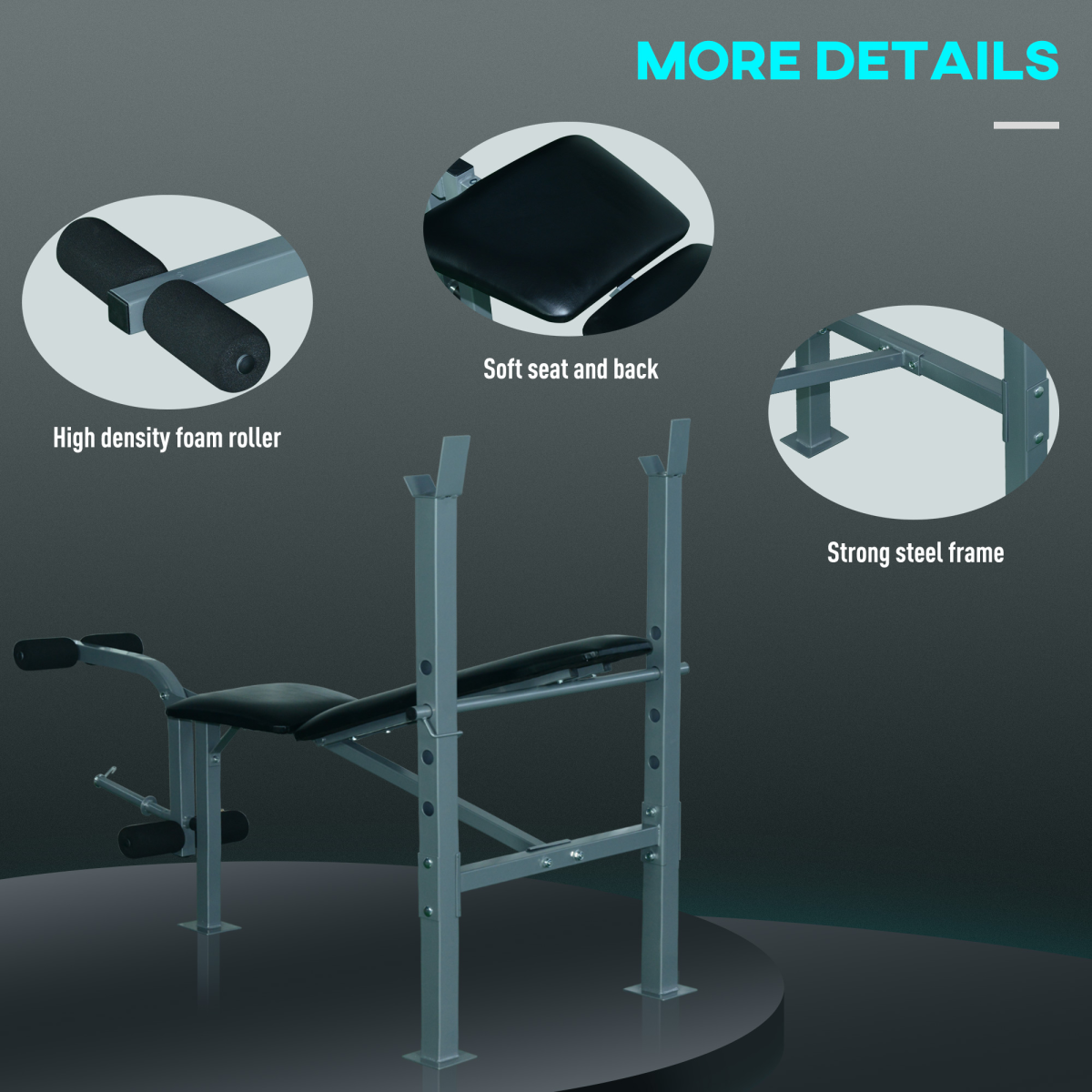 Adjustable Multi Gym Weight Bench Barbell Stand Chest Leg Abs Training