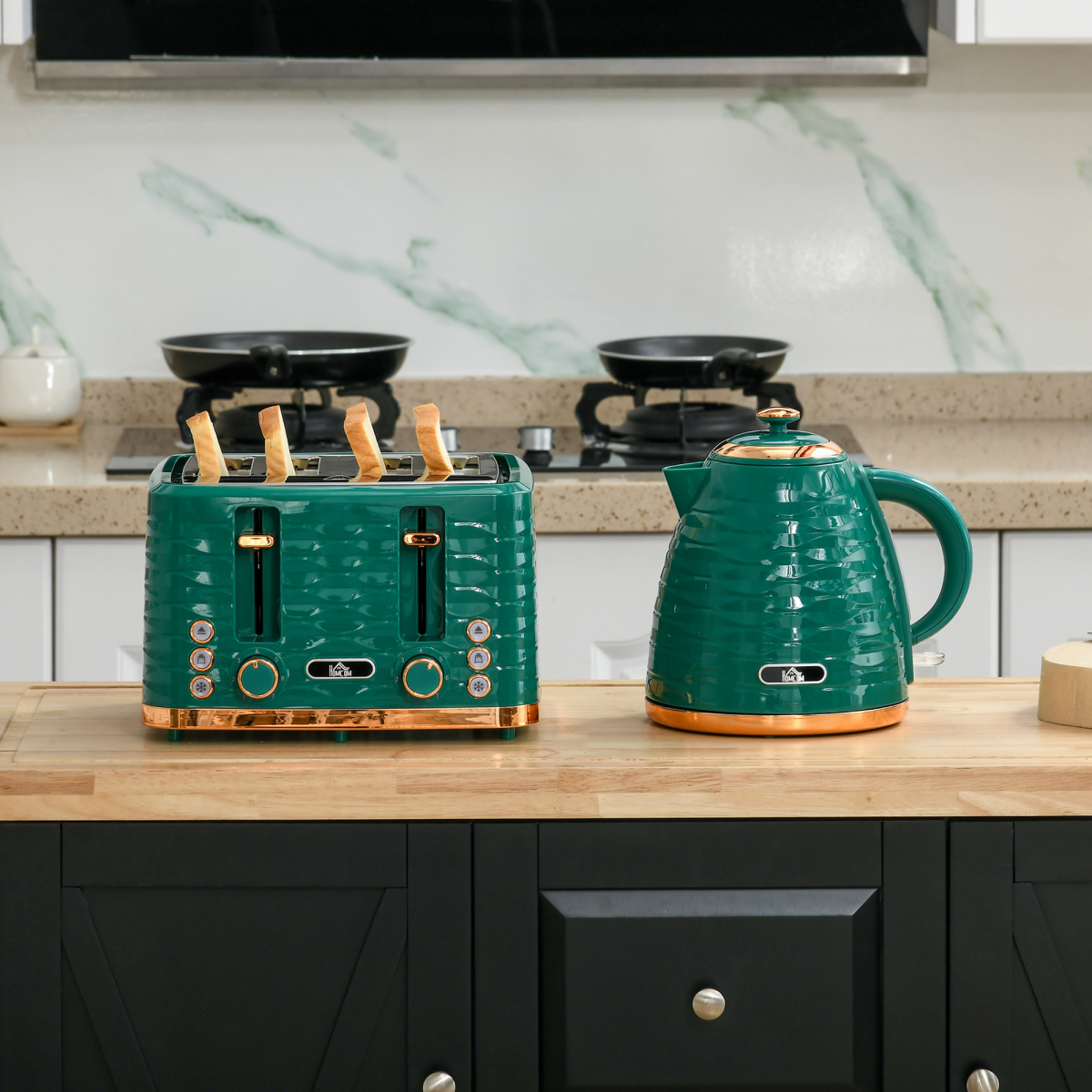 Kettle and Toaster Set 1.7L Rapid Boil Kettle and 4 Slice Toaster Green